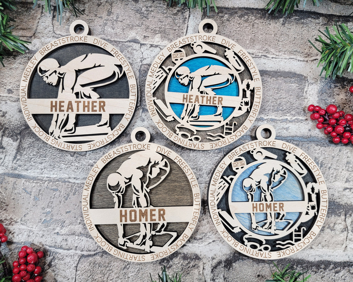 Swimming ornament personalized