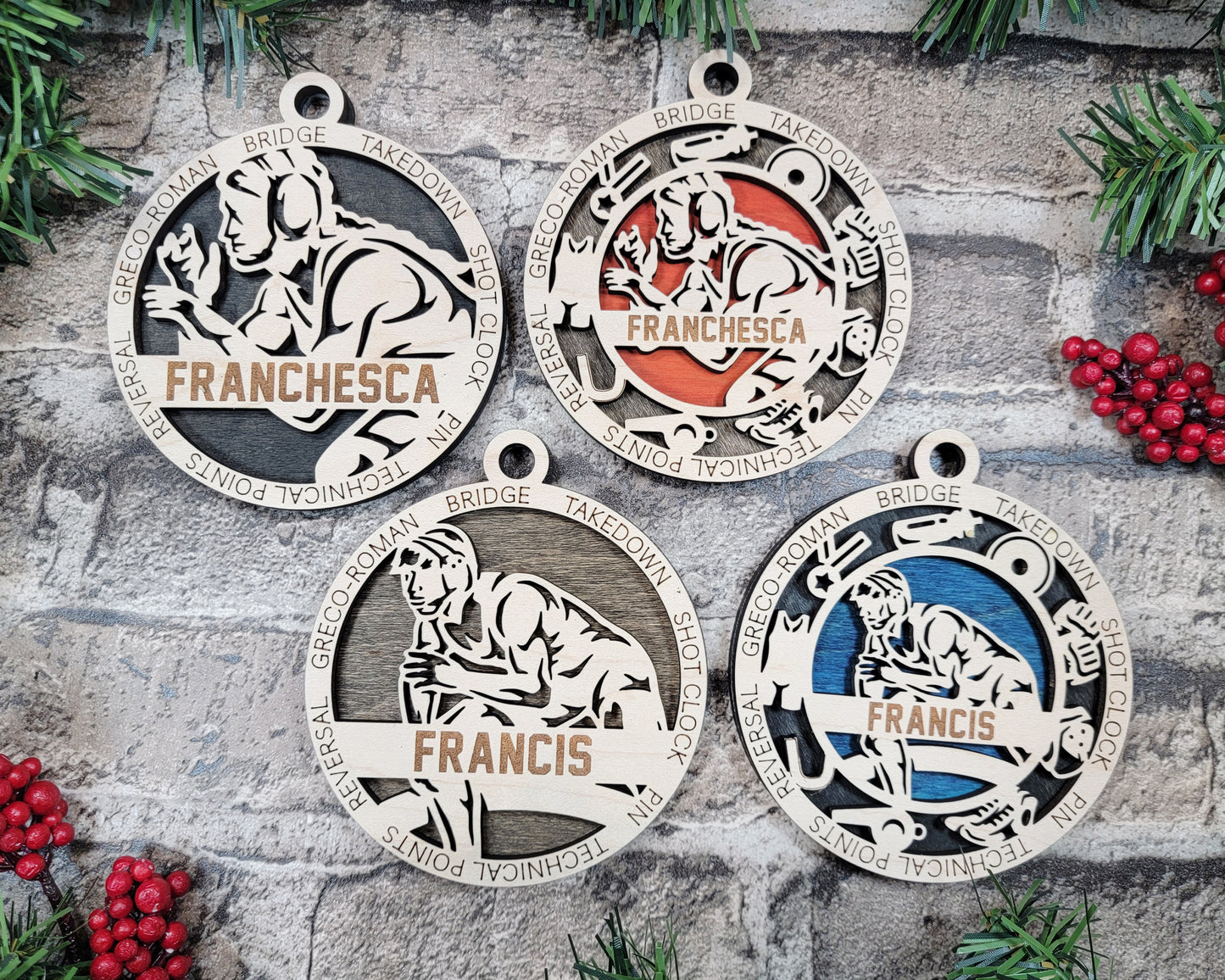 Wrestling ornament personalized
