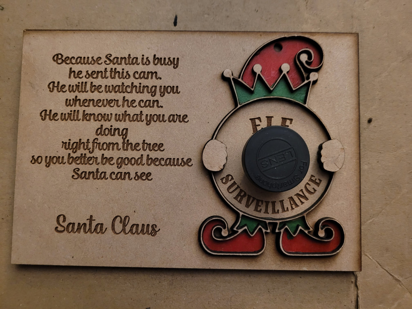 Santas Watching ornament and Plaque