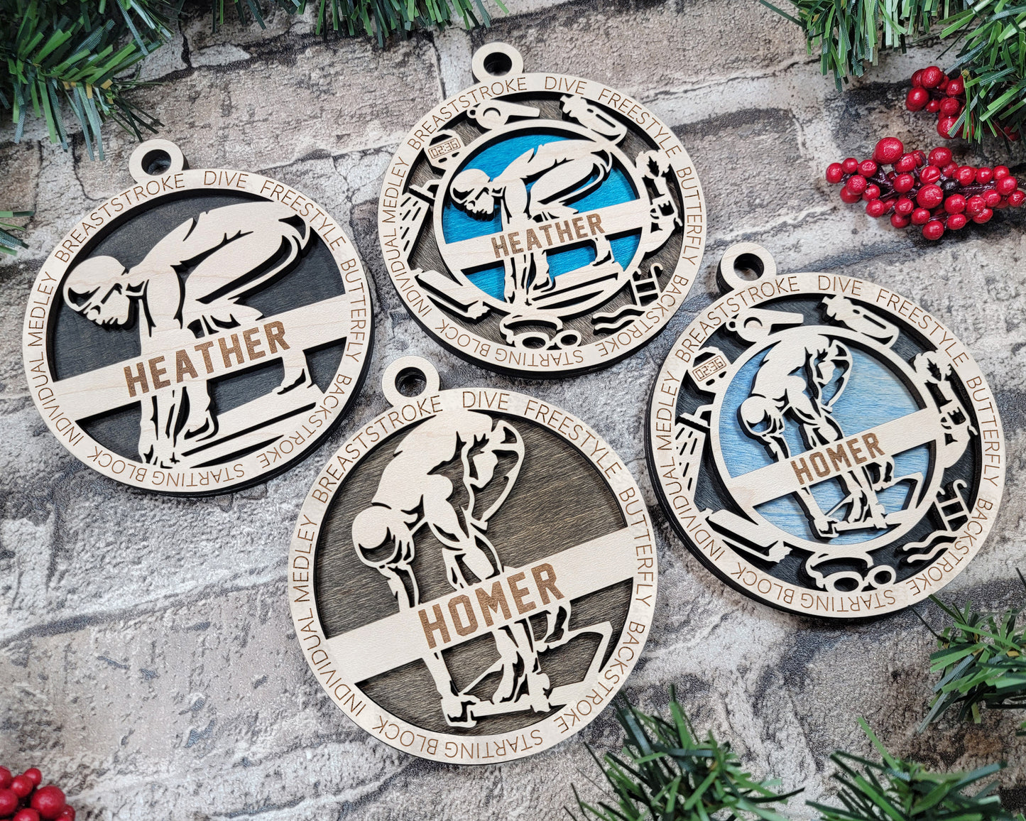 Swimming ornament personalized