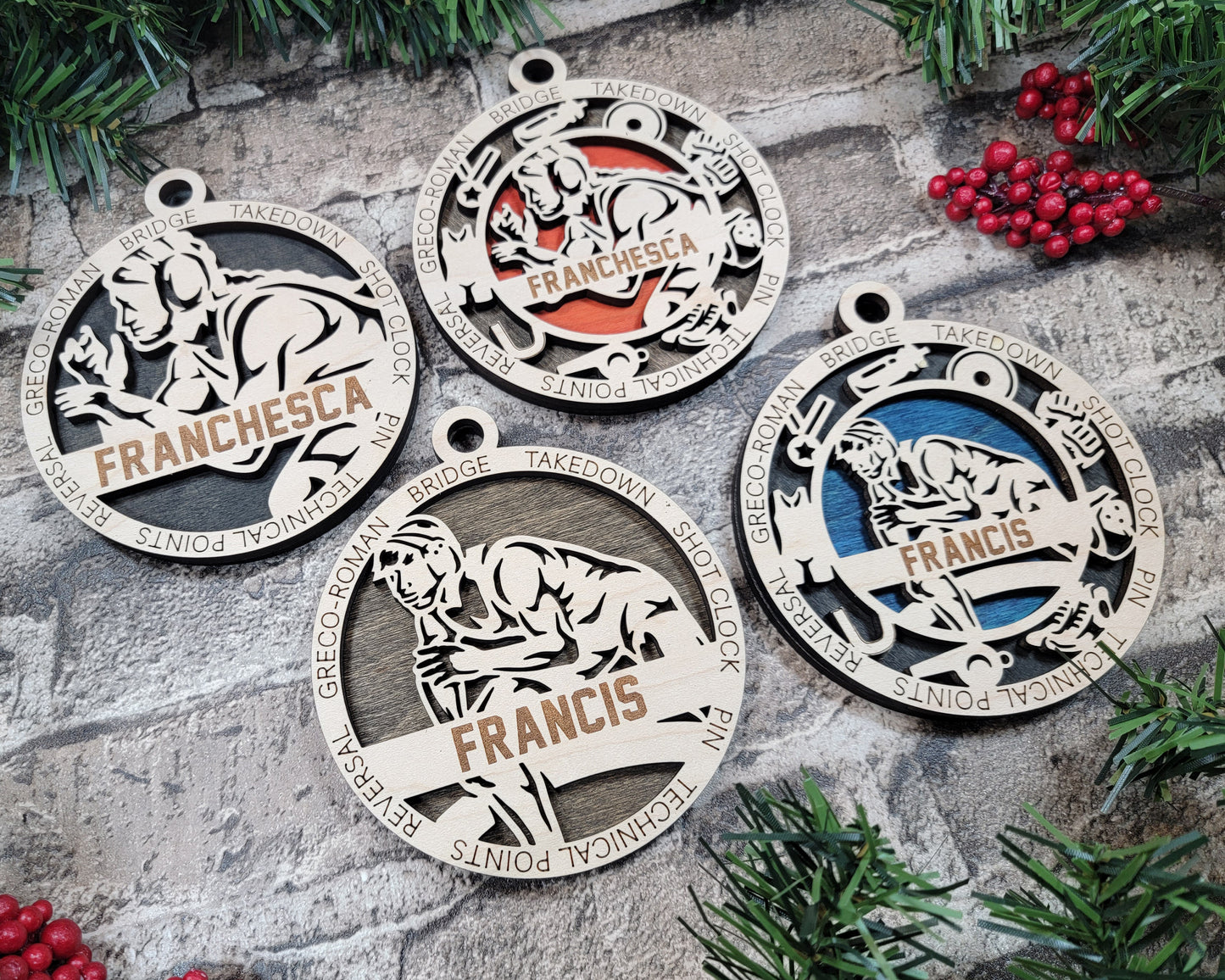 Wrestling ornament personalized