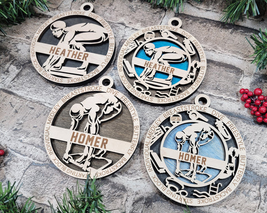 Swimming ornament personalized