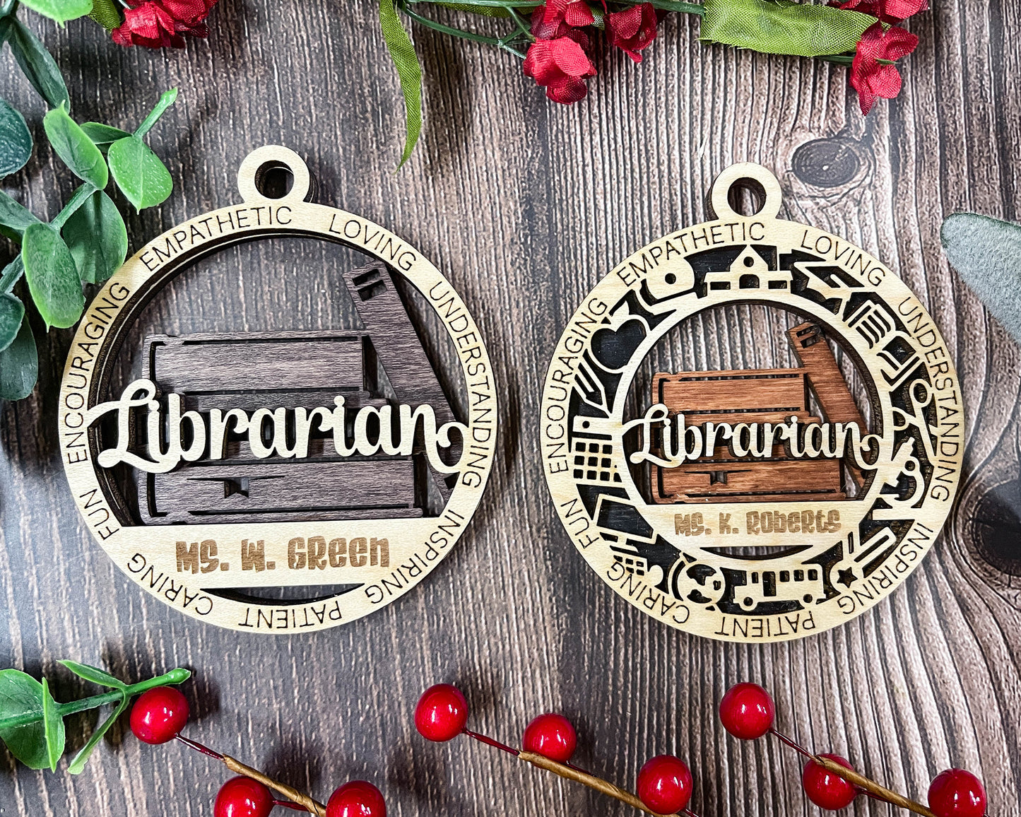 Libriarian personalized ornaments