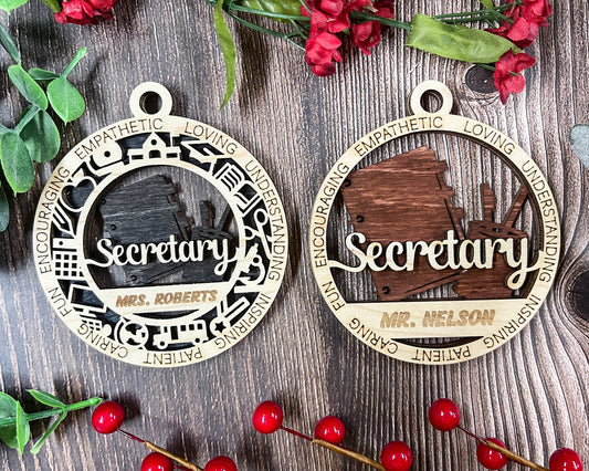 Secertary personalized ornaments