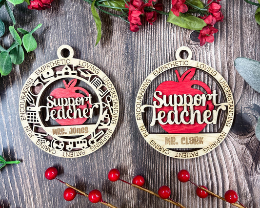 Support Teacher personalized ornaments