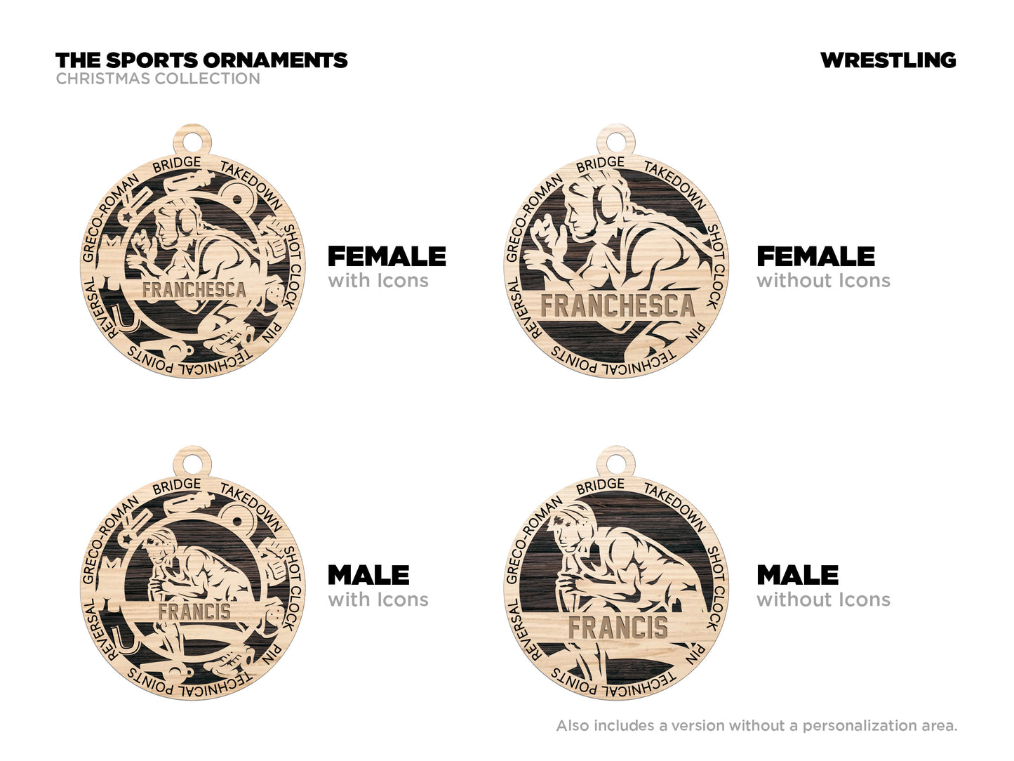 Wrestling ornament personalized