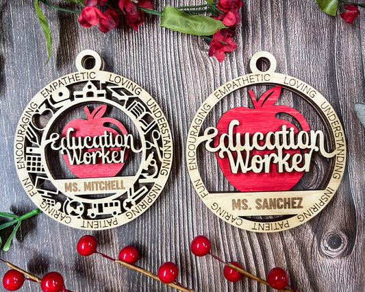 Education Worker personalized ornaments