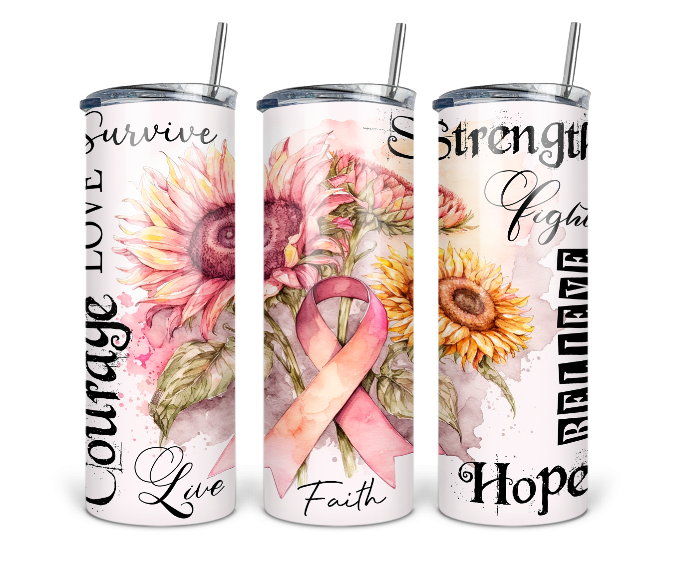 Love Faith Hope Breast Cancer Tumbler