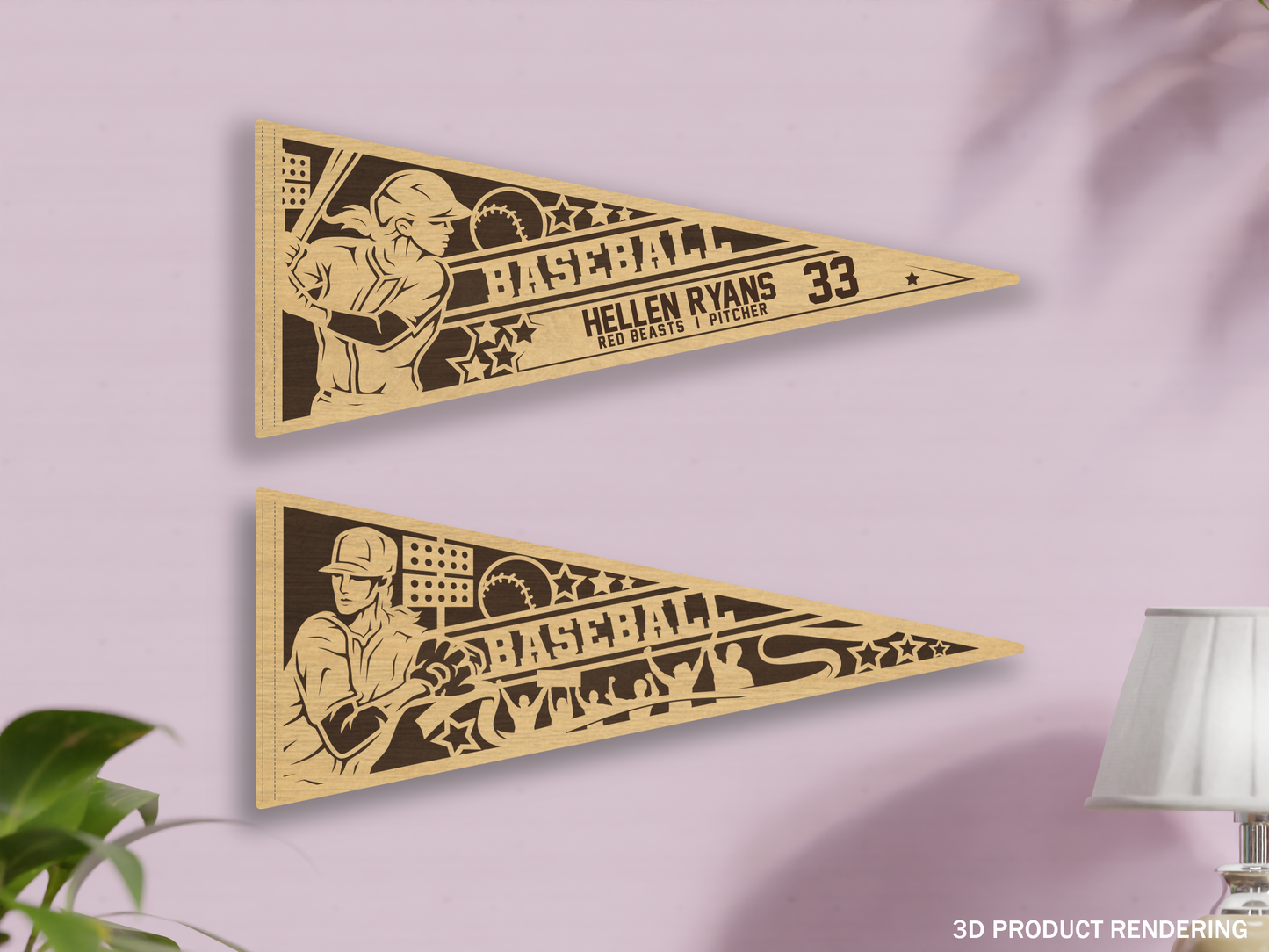 Customized Wooden Baseball Flag