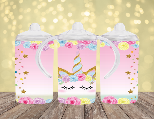 Colorful Roses & Unicorn Sippy Cup