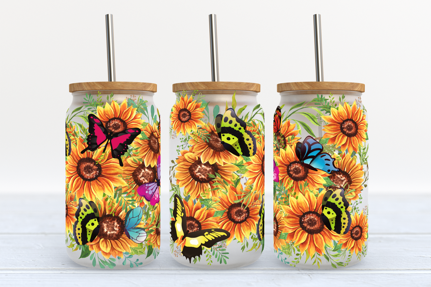 Sunflower Glass Can Tumbler