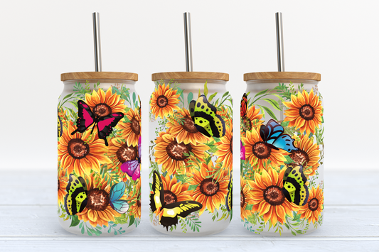 Sunflower Glass Can Tumbler