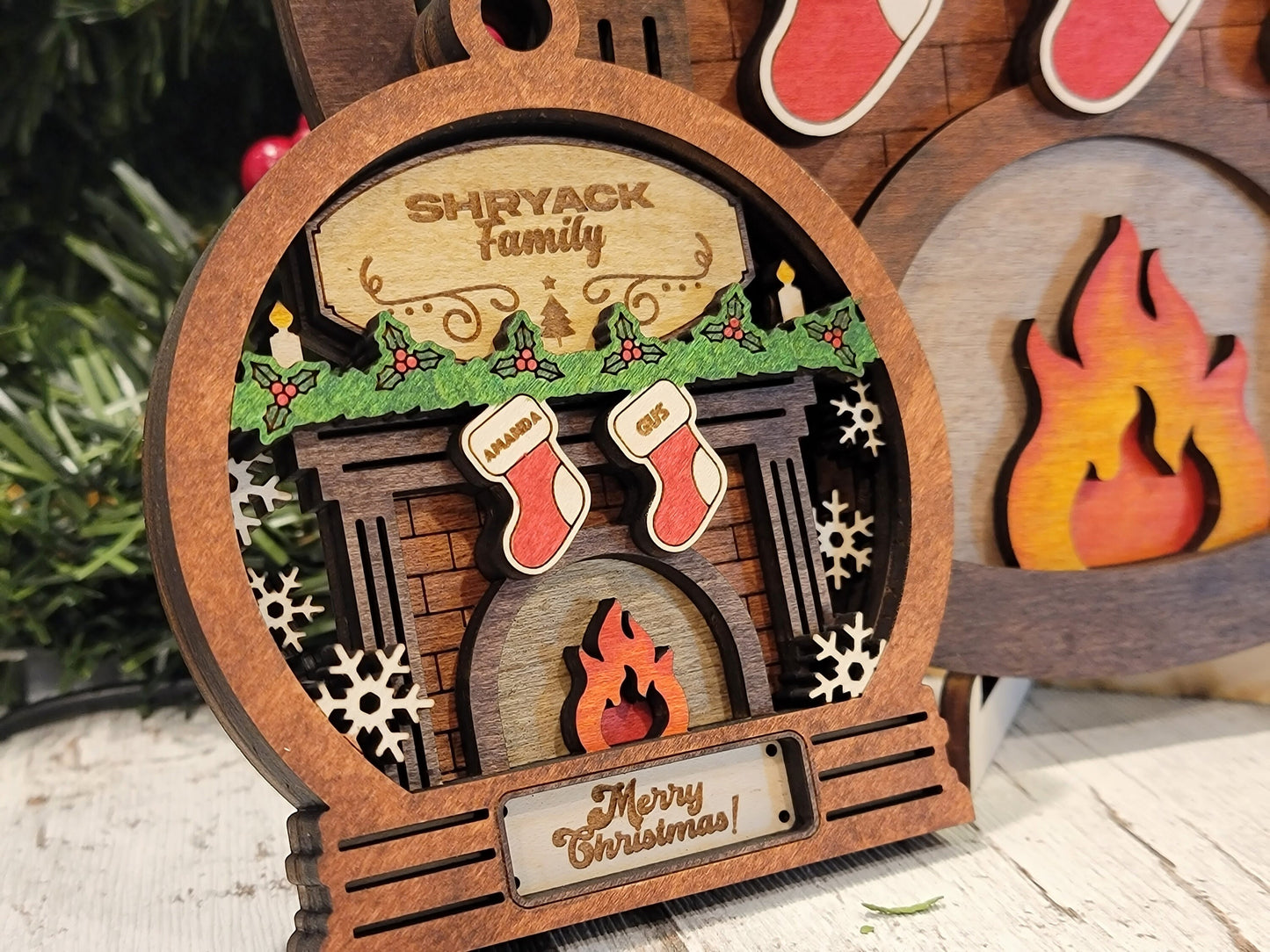 Customized fireplace family ornament