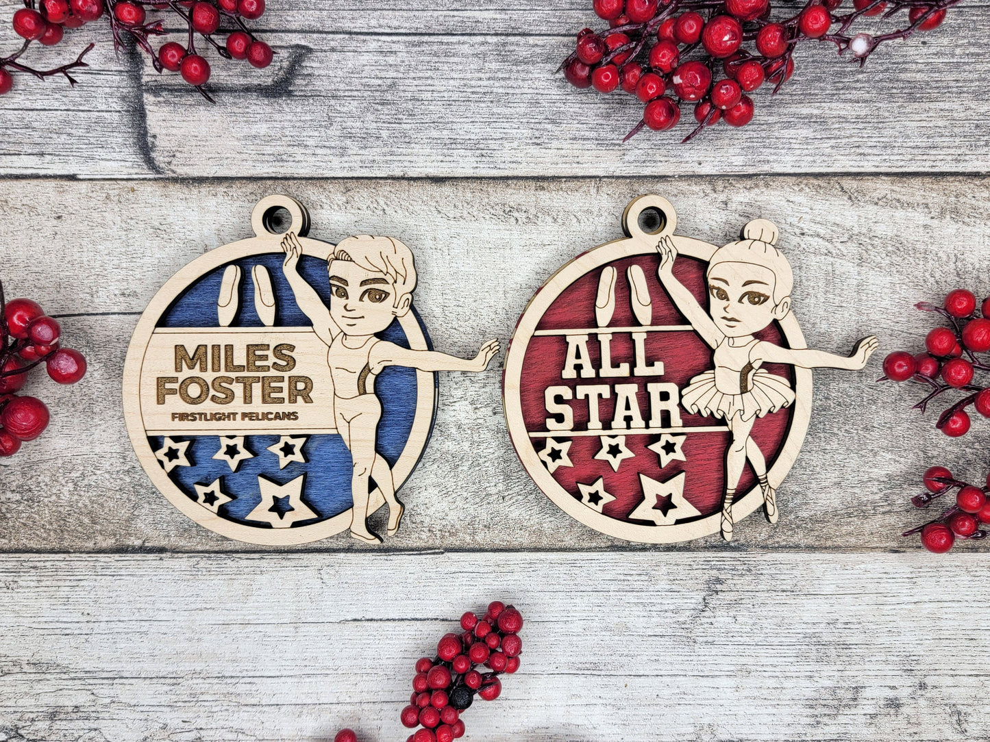 Animated Customized wood Ballet christmas ornament