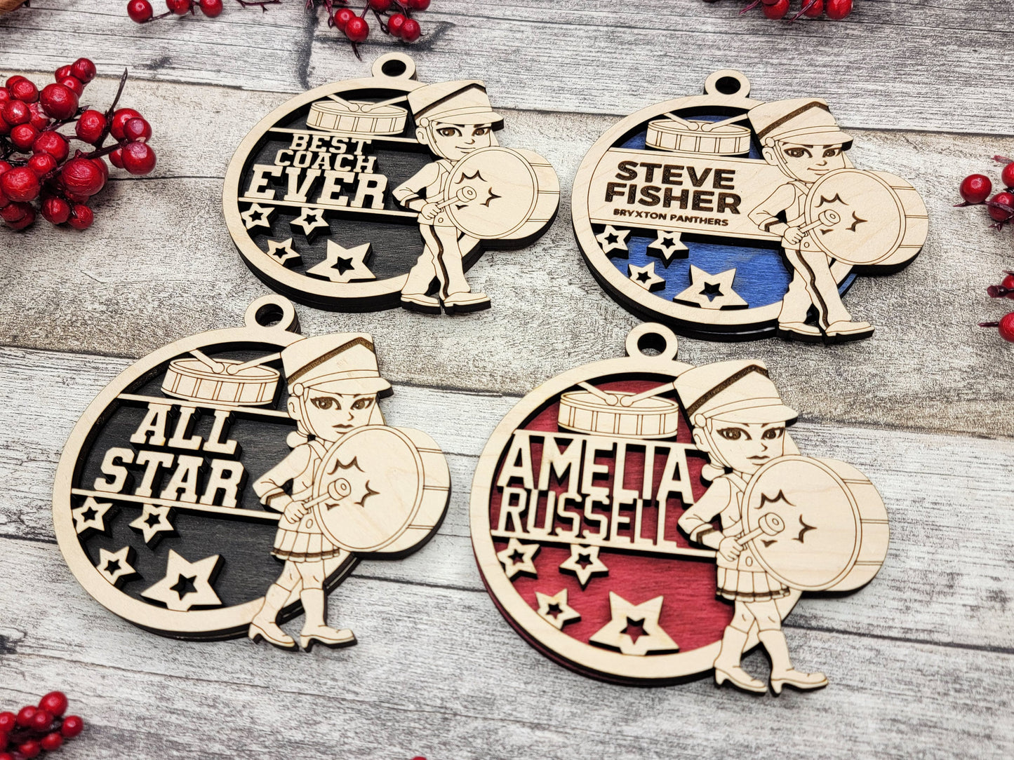 Animated Customized wood Marching Band christmas ornament