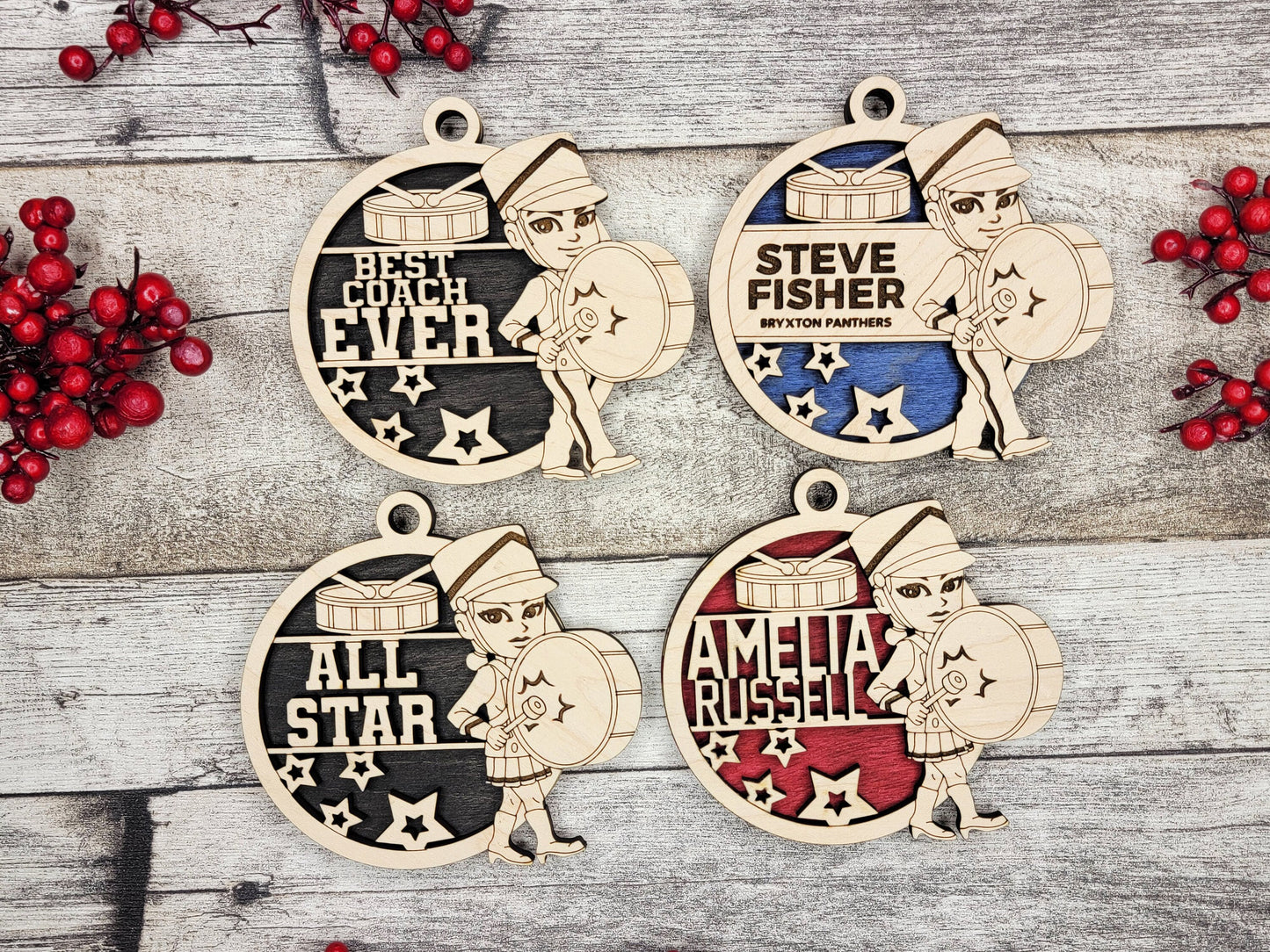Animated Customized wood Marching Band christmas ornament