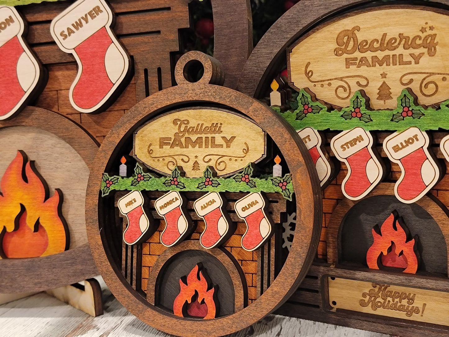 Customized fireplace family ornament