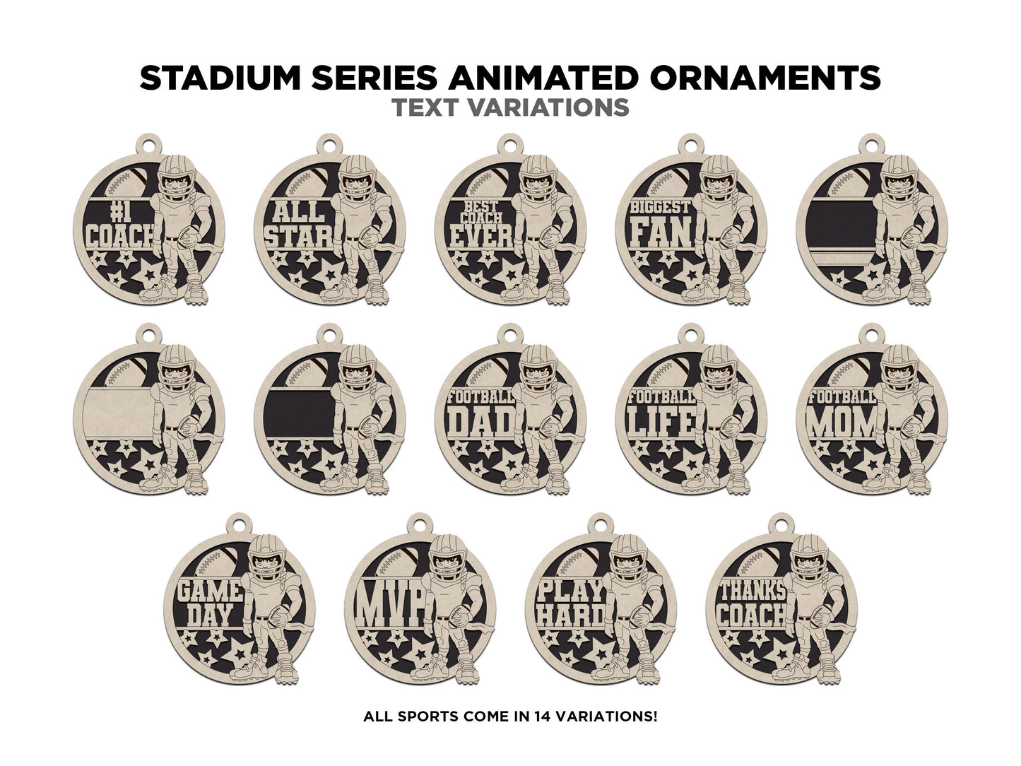 Animated Customized wood Baseball christmas ornament