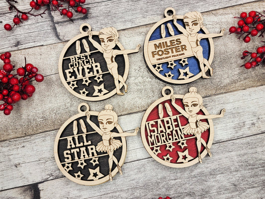 Animated Customized wood Ballet christmas ornament