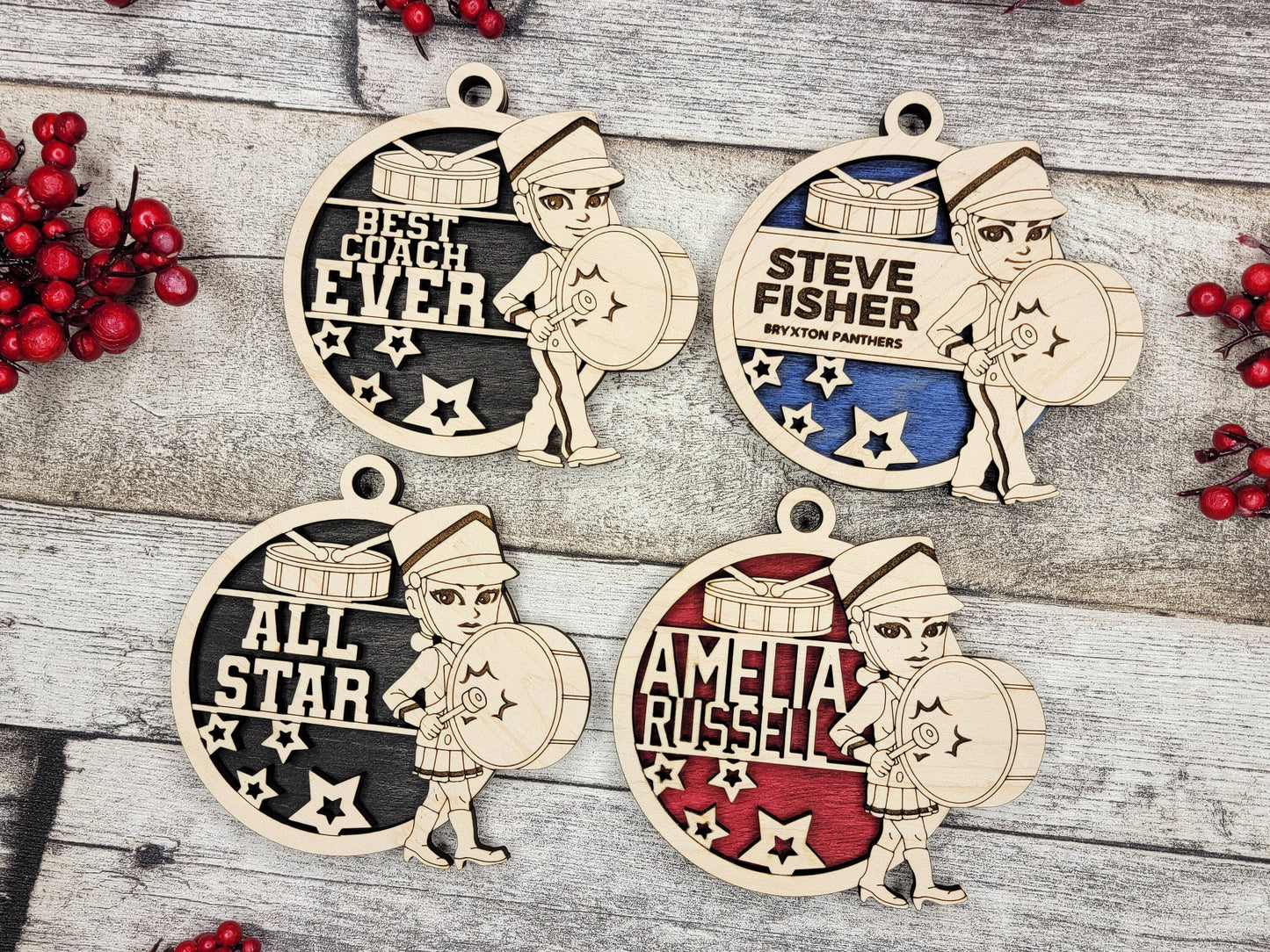Animated Customized wood Marching Band christmas ornament