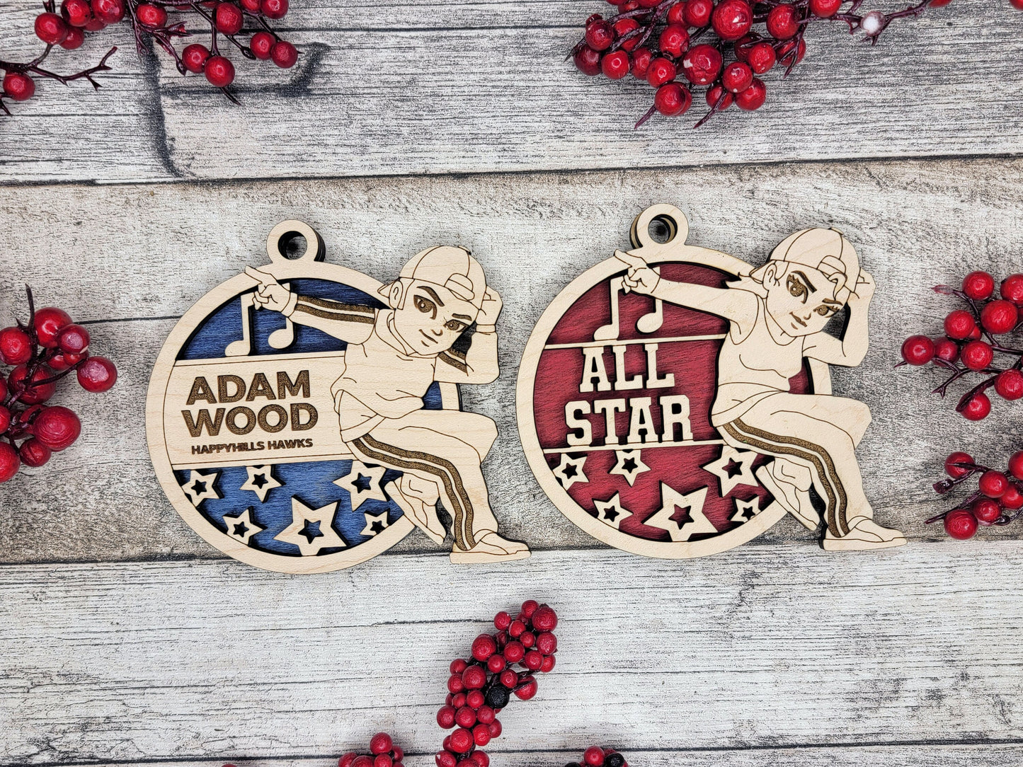 Animated Customized wood Street Dance christmas ornament