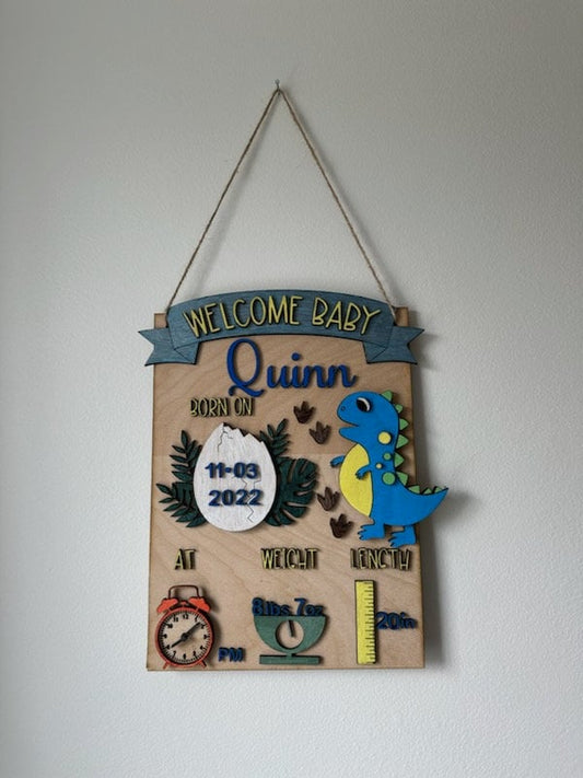 Customized wooden three-dimensional Dinosaur Baby Announcement