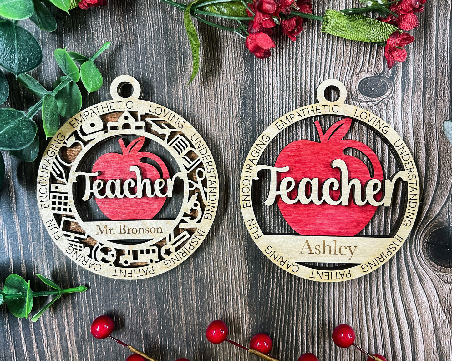 Teacher personalized ornaments