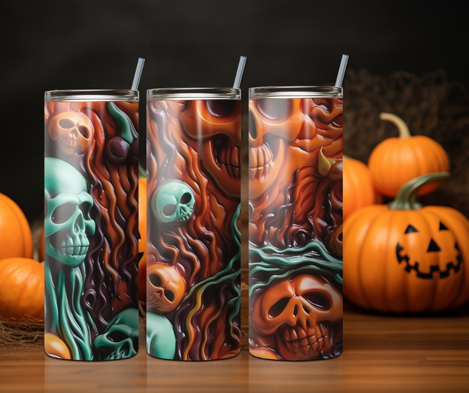 3D Halloween Skull Tumbler