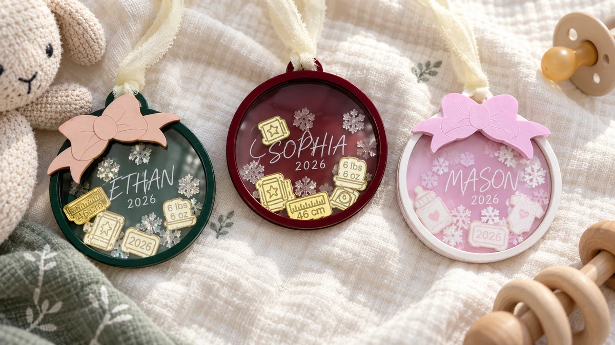 Baby Birth Stat Shaker Ornament