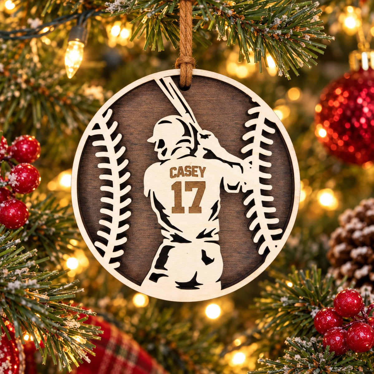 Batter Name And Number Ornament, baseball boy