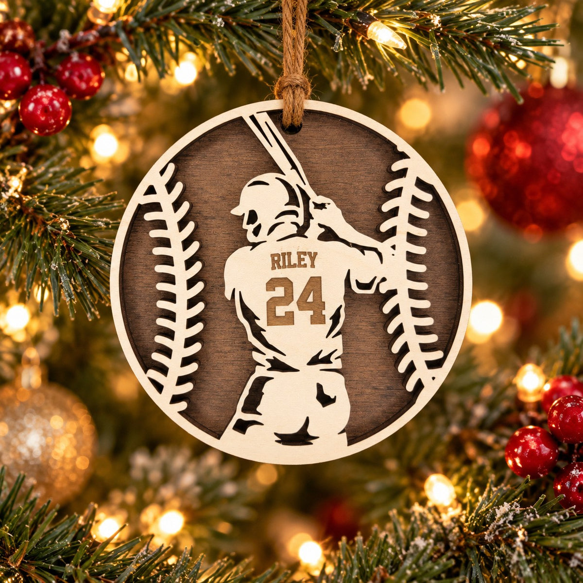 Baseball batter ornament, boy