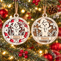 Bear In Santa Hat Name Ornament, painted and natural wood