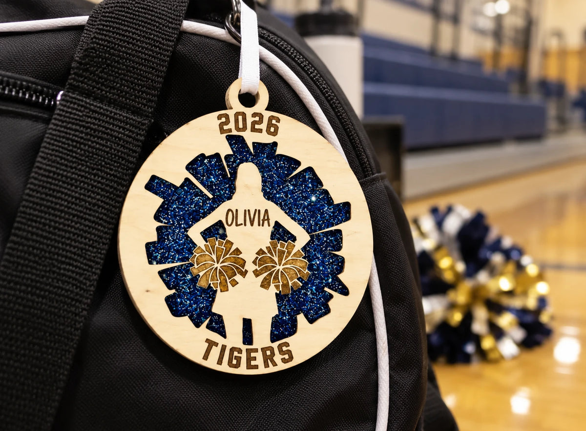 Cheer Starburst Circle Keychain