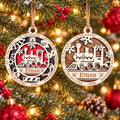 Christmas Train Name Ornament, painted and natural wood