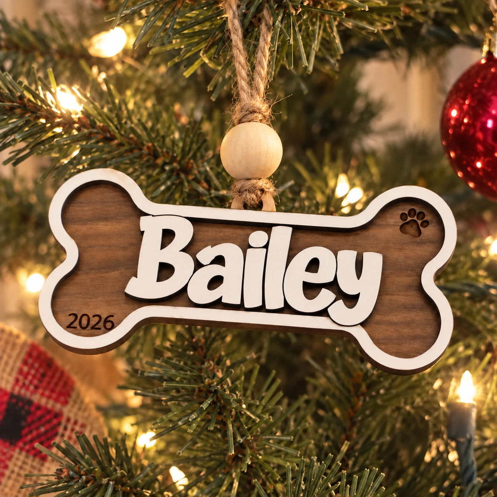 Dog Bone Pet Name Ornament