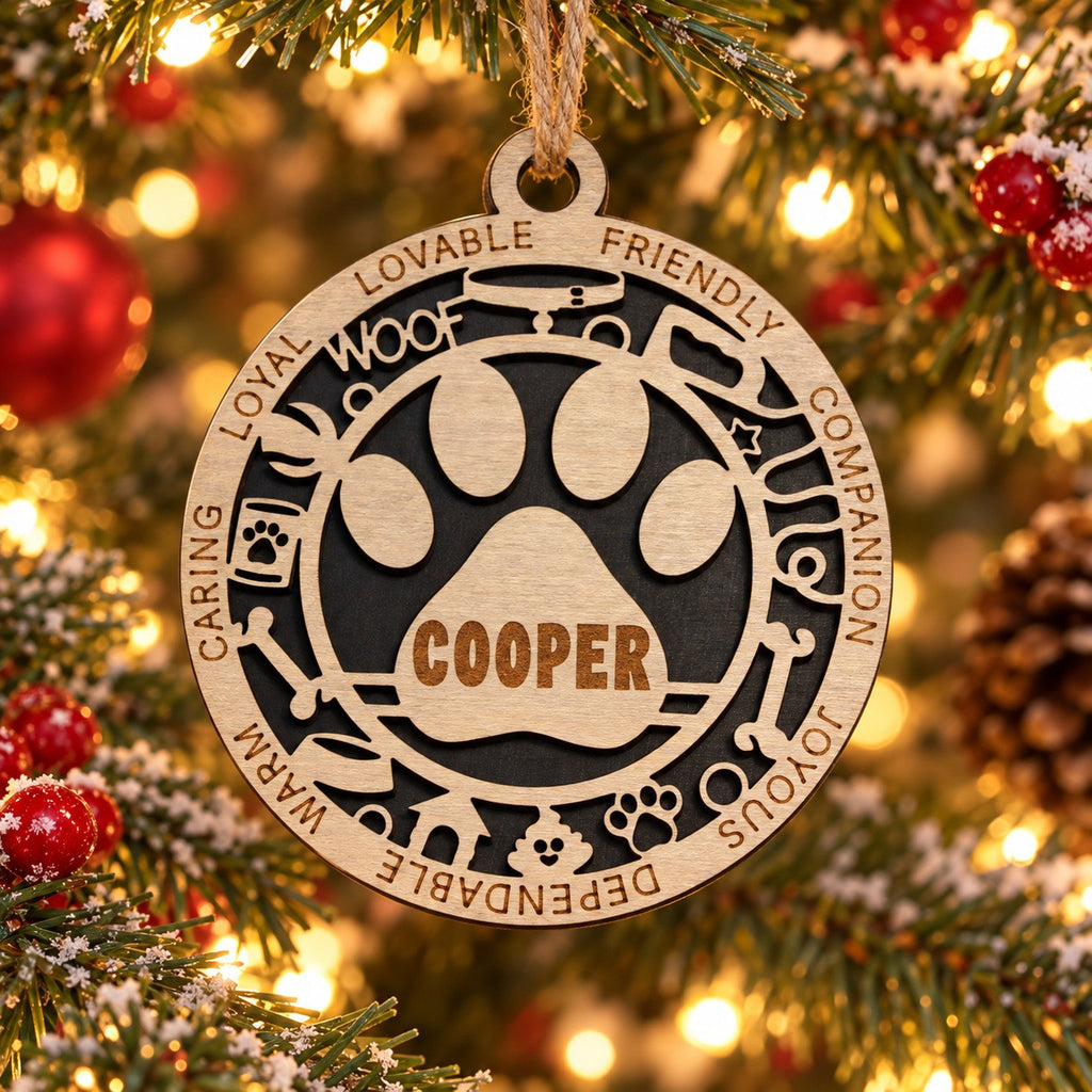 Dog Personality Name Ornament, paw