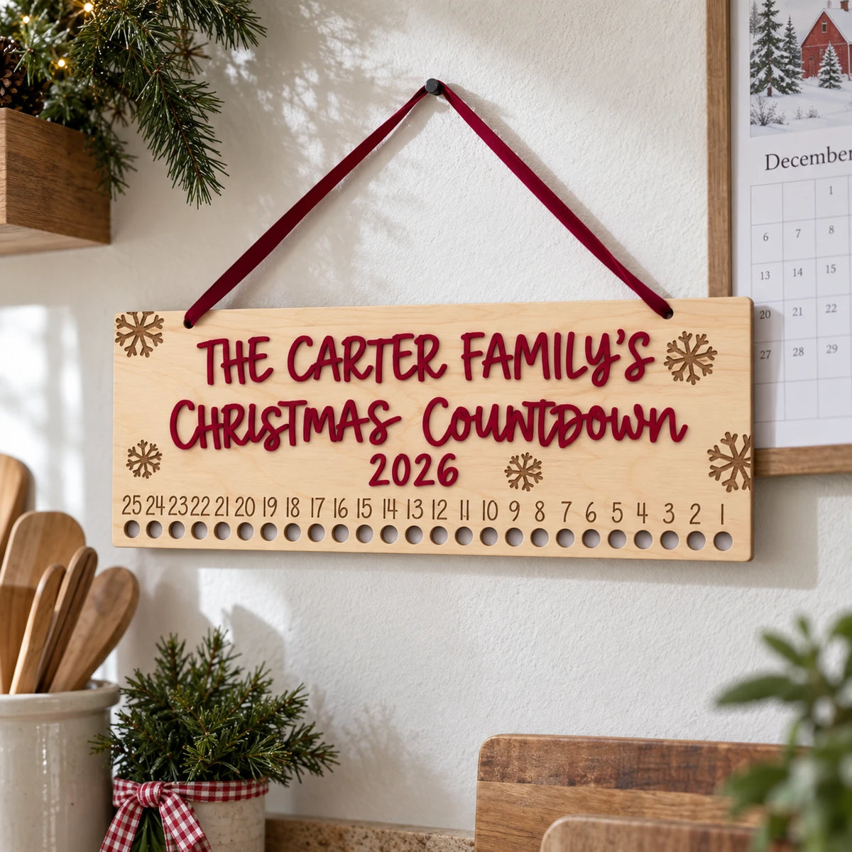 Family Christmas Countdown Strip Sign