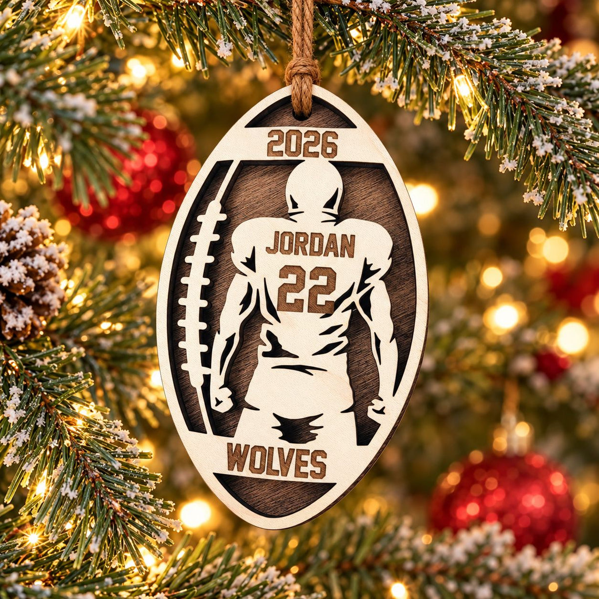 Football Player Oval Ornament, standing, number 22