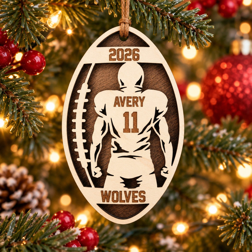 Football Player Oval Ornament, standing