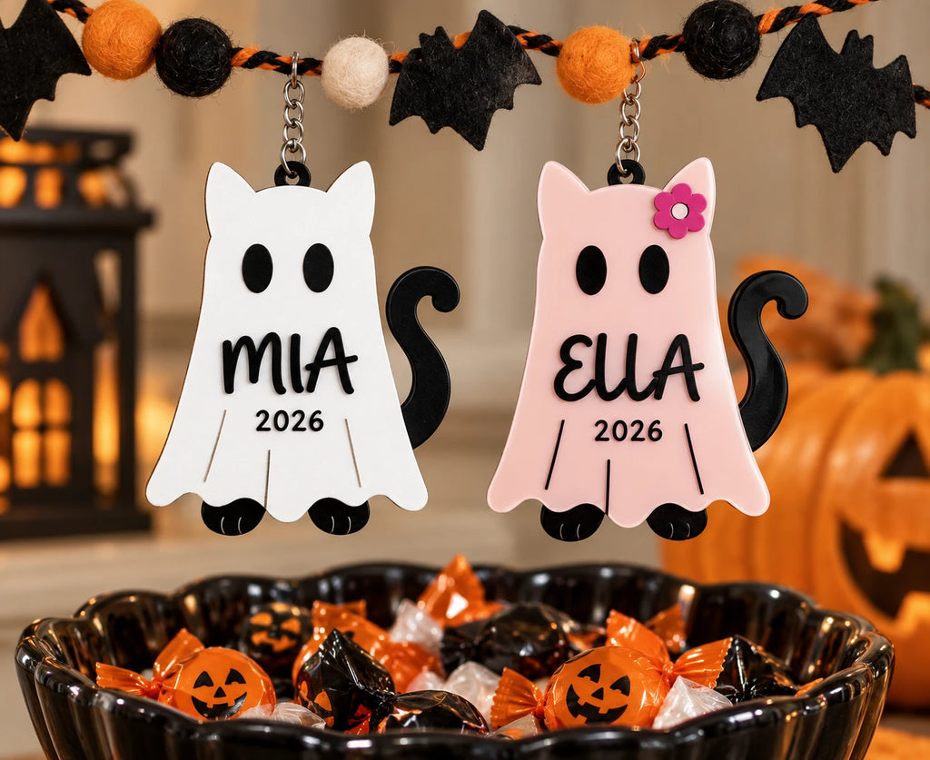 Ghost Cat Keychain