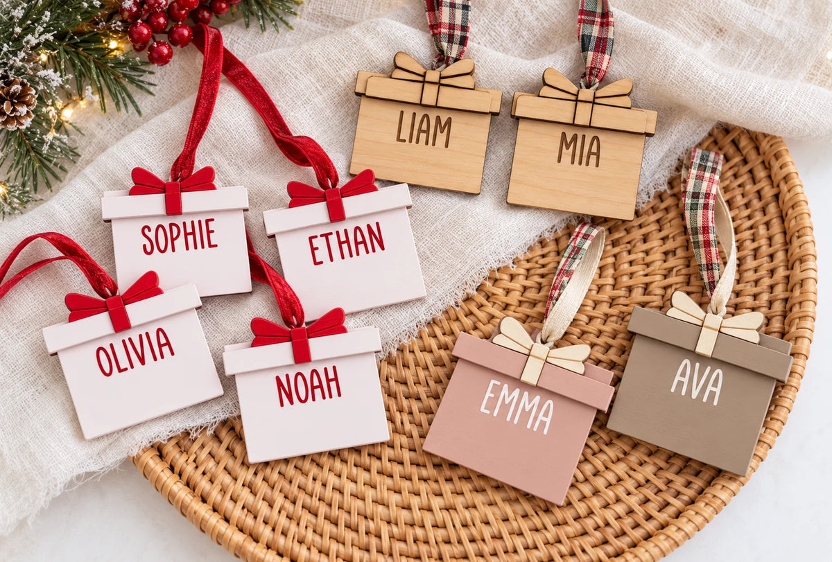 Gift Box Name Ornament 2