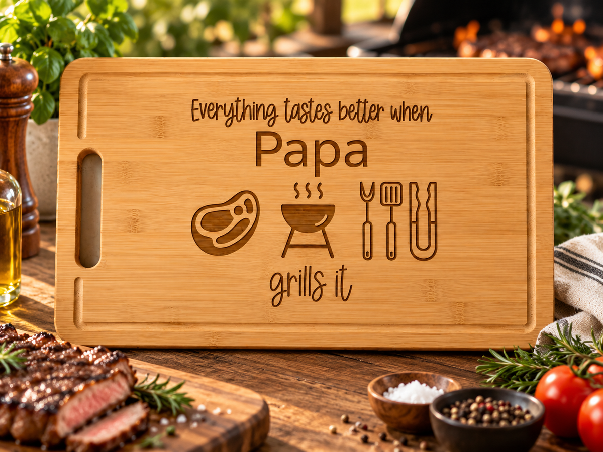 Grill master name cutting board