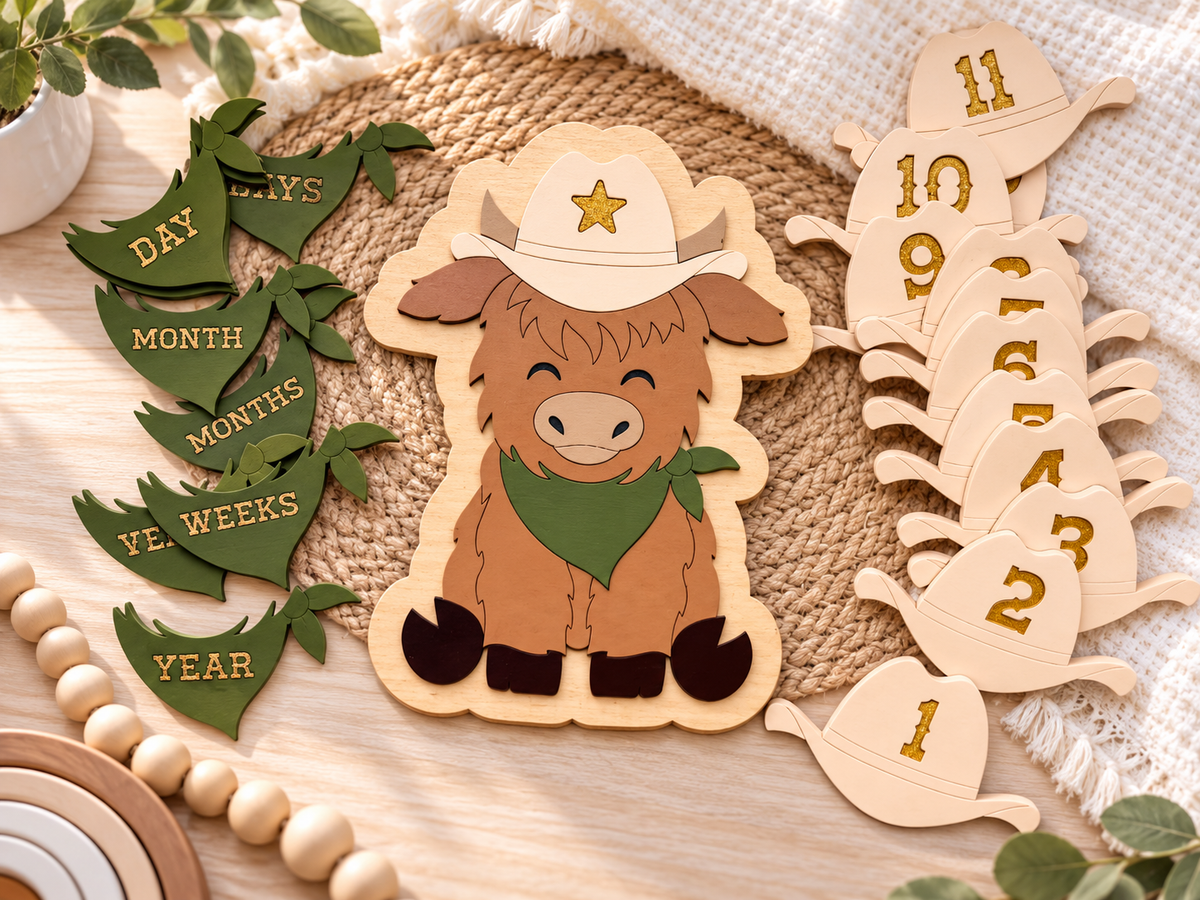 Highland cow milestone set