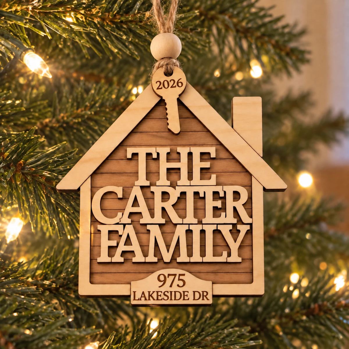House With Key Charm Family Ornament
