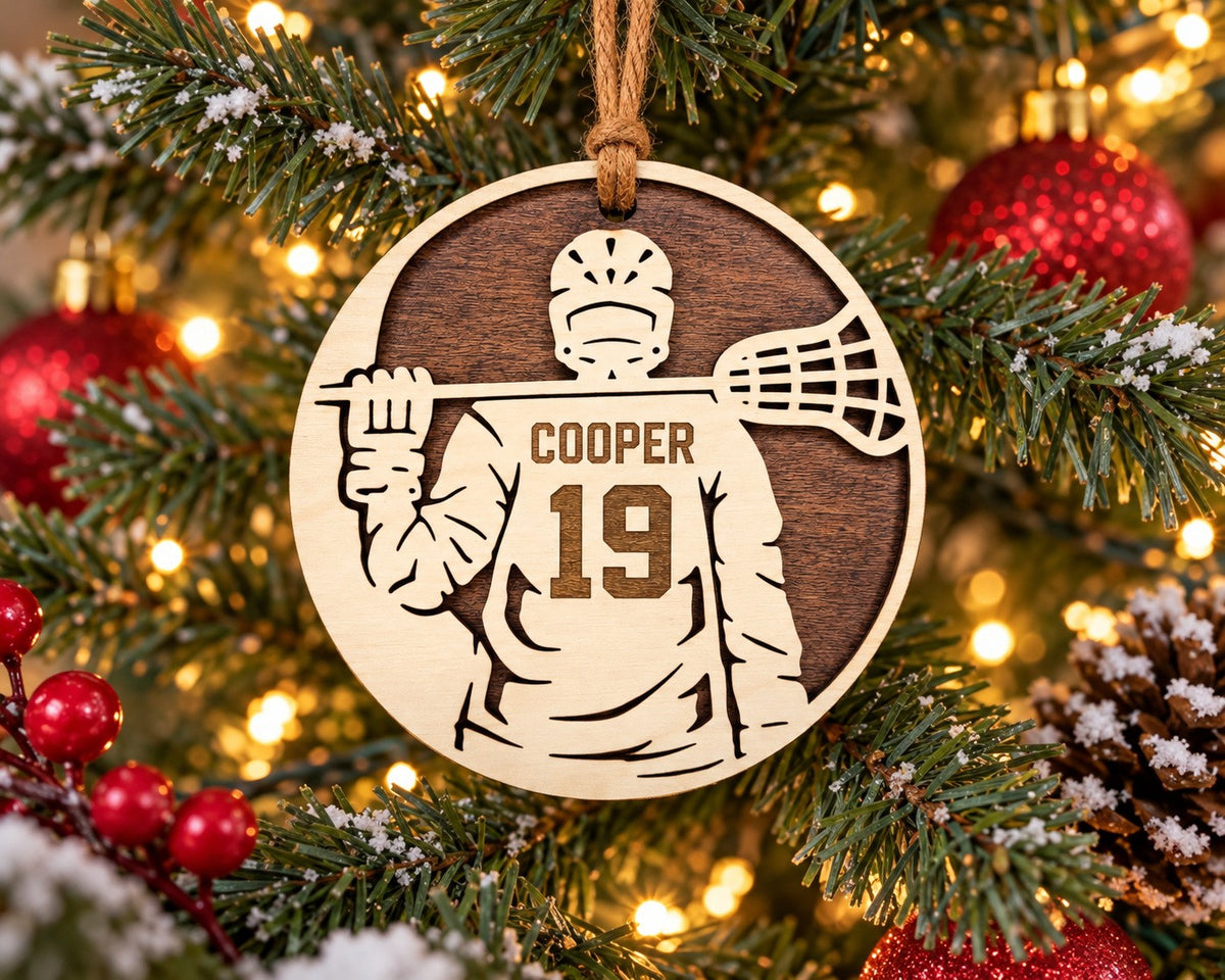 Lacrosse Boy Name And Number Ornament