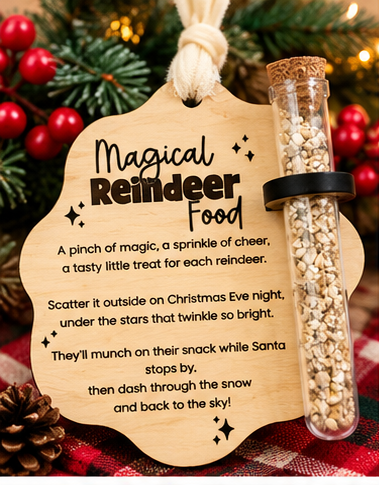Magical reindeer food tag with vial