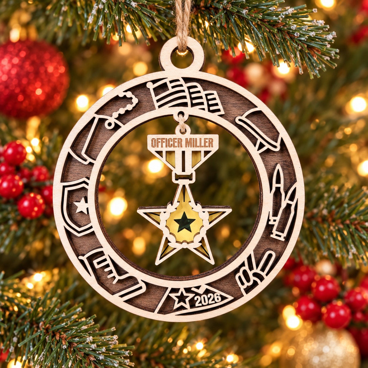 Military Star Medal Charm Ornament
