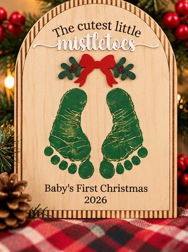 The cutest little mistletoes first Christmas plaque