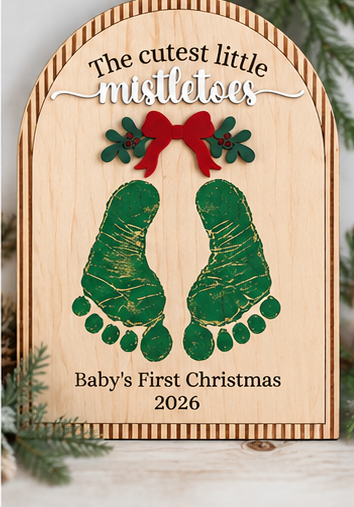 The cutest little mistletoes first Christmas plaque