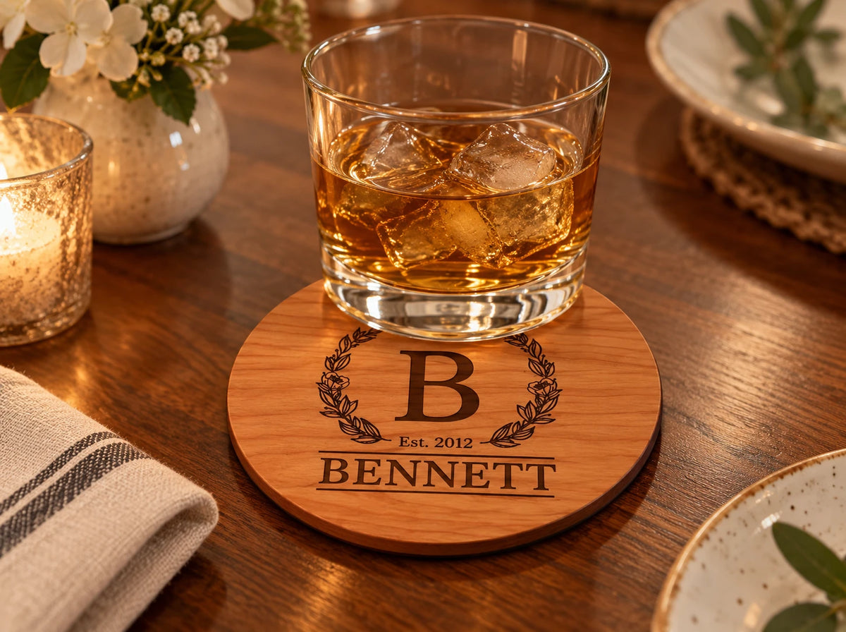 Monogram Wreath Coaster